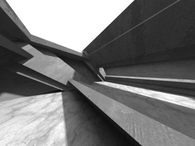 Dark Beton Duvar Mimarisi. Boş Oda. 3d Görüntüleme