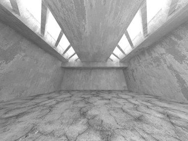 Dark Beton Duvar Mimarisi. Boş Oda. 3d Görüntüleme