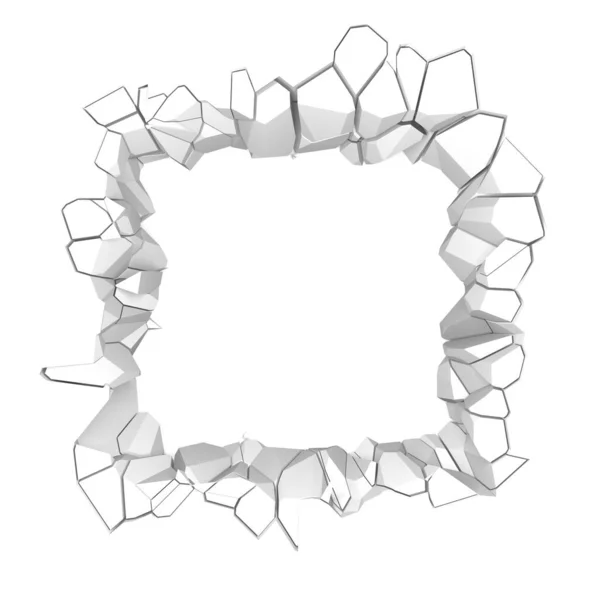 Вибух Стіни Вільною Площею Центрі Темне Руйнування Тріснуло Отвір Білій — стокове фото