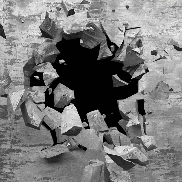 Σπασμένη Τρύπα Τσιμεντένιο Τοίχο Φόντο Grunge Καθιστούν Απεικόνιση — Φωτογραφία Αρχείου