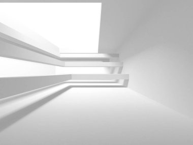 Aydınlatılmış koridor iç tasarımı. Boş Oda İç mimarisi. 3 Boyutlu Hazırlama