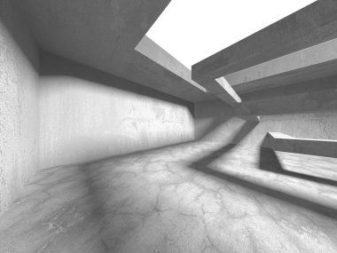 Soyut mimari iç plan. Boş beton oda. 3d hazırlayıcı