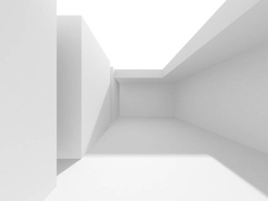 Aydınlatılmış koridor iç tasarımı. Boş Oda İç mimarisi. 3 Boyutlu Hazırlama