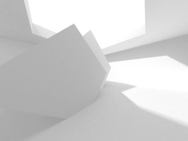 Beyaz Modern Arkaplan. Soyut Bina Konsepti. 3d Hazırlama