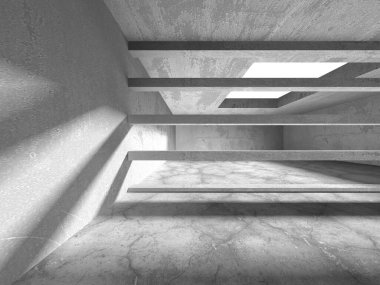 Soyut mimari arka plan. İçi boş beton döşeme. 3d hazırlayıcı