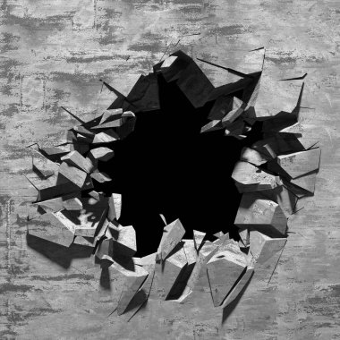 Beton duvarda çatlak var. Grunge 'un geçmişi. 3d resimleme