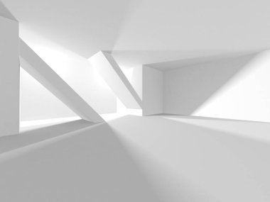 Beyaz Modern Arkaplan. Soyut Bina Konsepti. 3d Hazırlama