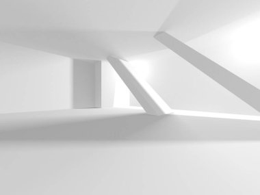 Beyaz Modern Arkaplan. Soyut Bina Konsepti. 3d Hazırlama