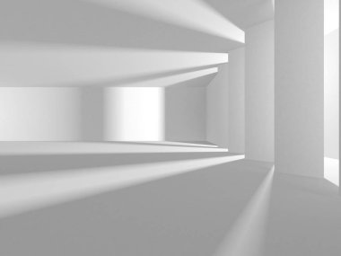 Beyaz Modern Arkaplan. Soyut Bina Konsepti. 3d Hazırlama