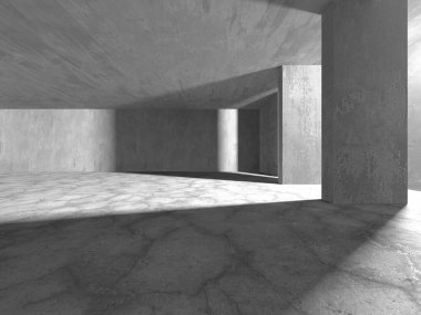 Soyut mimari iç plan. Boş beton oda. 3d hazırlayıcı