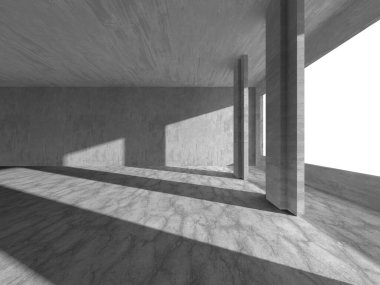 Soyut mimari iç plan. Boş beton oda. 3d hazırlayıcı