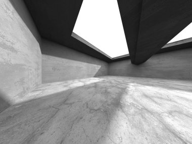 Soyut mimari iç plan. Boş beton oda. 3d hazırlayıcı