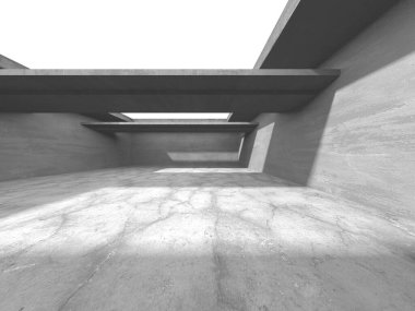 Soyut mimari arka plan. İçi boş beton döşeme. 3d hazırlayıcı