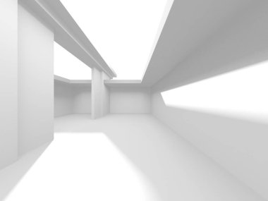 Aydınlatılmış koridor iç tasarımı. Boş Oda İç mimarisi. 3 Boyutlu Hazırlama