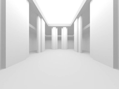 Beyaz Modern Arkaplan. Soyut Bina Konsepti. 3d Hazırlama