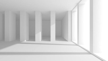 Aydınlatılmış koridor iç tasarımı. Boş Oda İç mimarisi. 3 Boyutlu Hazırlama