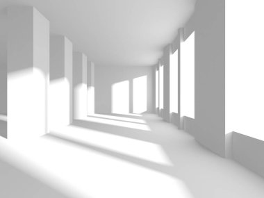 Aydınlatılmış koridor iç tasarımı. Boş Oda İç mimarisi. 3 Boyutlu Hazırlama