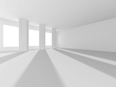 Soyut Beyaz Mimari Tasarım Konsepti. 3d Görüntüleme