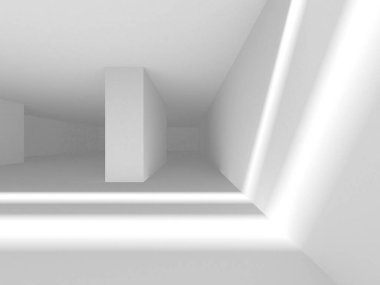 Soyut Beyaz Mimari Tasarım Konsepti. 3d Görüntüleme