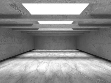 Dark Beton Duvar Mimarisi. Boş Oda. 3d Görüntüleme