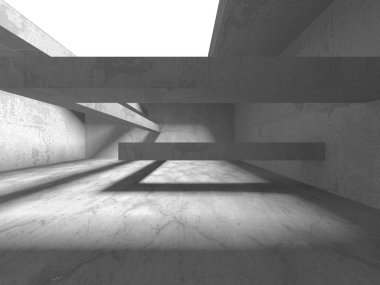 Dark Beton Duvar Mimarisi. Boş Oda. 3d Görüntüleme