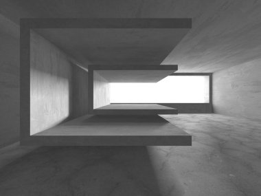 Dark Beton Duvar Mimarisi. Boş Oda. 3d Görüntüleme