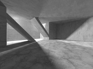 Dark Beton Duvar Mimarisi. Boş Oda. 3d Görüntüleme