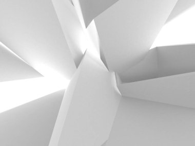 Beyaz Modern Arkaplan. Soyut Bina Konsepti. 3d Hazırlama