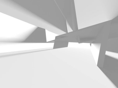 Beyaz Modern Arkaplan. Soyut Bina Konsepti. 3d Hazırlama