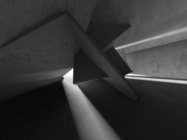 Soyut mimari arka plan. İçi boş beton döşeme. 3d hazırlayıcı