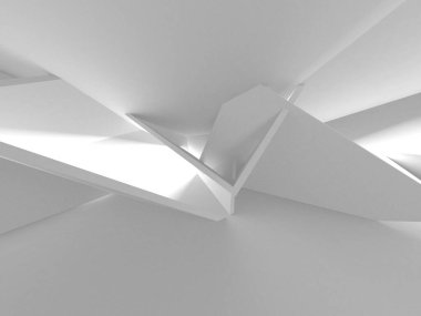 Beyaz Modern Arkaplan. Soyut Bina Konsepti. 3d Hazırlama