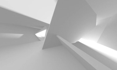 Beyaz Modern Arkaplan. Soyut Bina Konsepti. 3d Hazırlama