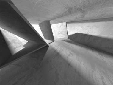 Soyut mimari iç plan. Boş beton oda. 3d hazırlayıcı