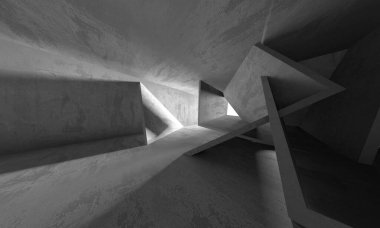 Soyut mimari iç plan. Boş beton oda. 3d hazırlayıcı