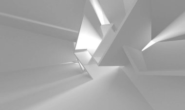 Beyaz Modern Arkaplan. Soyut Bina Konsepti. 3d Hazırlama