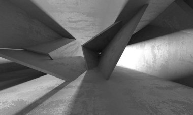 Soyut mimari iç plan. Boş beton oda. 3d hazırlayıcı