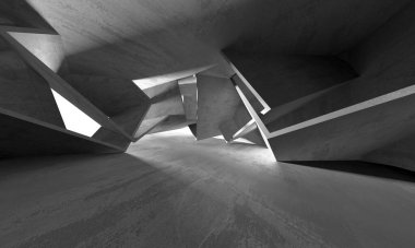 Soyut mimari iç plan. Boş beton oda. 3d hazırlayıcı