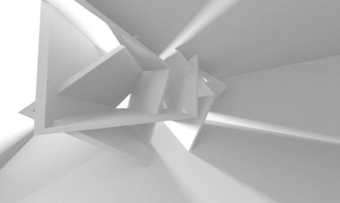 Beyaz Modern Arkaplan. Soyut Bina Konsepti. 3d Hazırlama