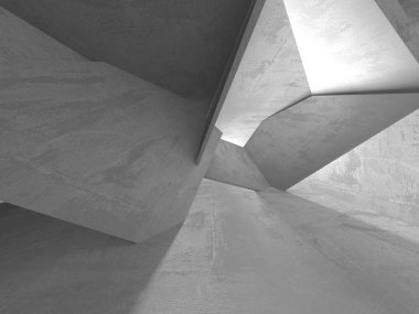 Soyut mimari iç plan. Boş beton oda. 3d hazırlayıcı