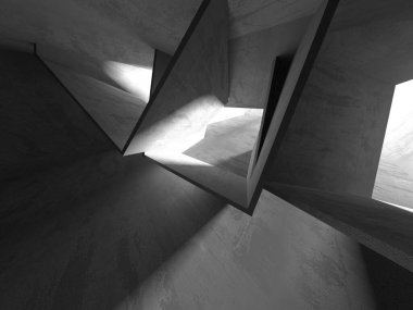 Soyut mimari iç plan. Boş beton oda. 3d hazırlayıcı