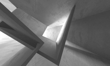 Soyut mimari iç plan. Boş beton oda. 3d hazırlayıcı