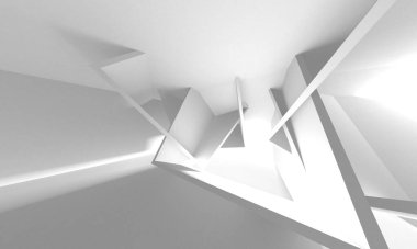 Beyaz Modern Arkaplan. Soyut Bina Konsepti. 3d Hazırlama