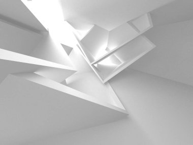 Beyaz Modern Arkaplan. Soyut Bina Konsepti. 3d Hazırlama