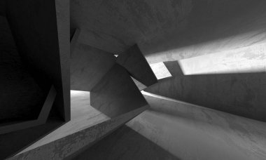 Soyut mimari arka plan. İçi boş beton döşeme. 3d hazırlayıcı