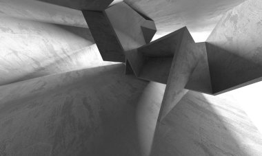 Soyut mimari iç plan. Boş beton oda. 3d hazırlayıcı