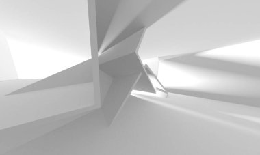 Beyaz Modern Arkaplan. Soyut Bina Konsepti. 3d Hazırlama