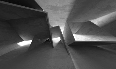 Soyut mimari arka plan. İçi boş beton döşeme. 3d hazırlayıcı