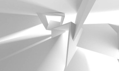 Beyaz Modern Arkaplan. Soyut Bina Konsepti. 3d Hazırlama