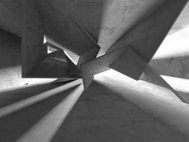 Soyut mimari arka plan. İçi boş beton döşeme. 3d hazırlayıcı