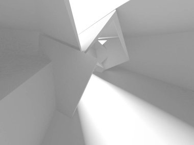 Beyaz Modern Arkaplan. Soyut Bina Konsepti. 3d Hazırlama